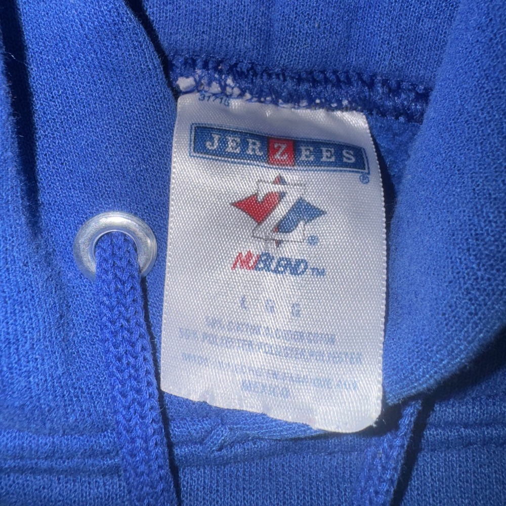 Vintage Jerzees NuBlend Blue P Bulldogs Applique Hoodie Sweatshirt Large - Picture 5 of 13